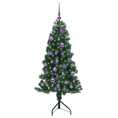 Hoek Kunstkerstboom met 150 LED Groen 150 cm PVC en Metaal