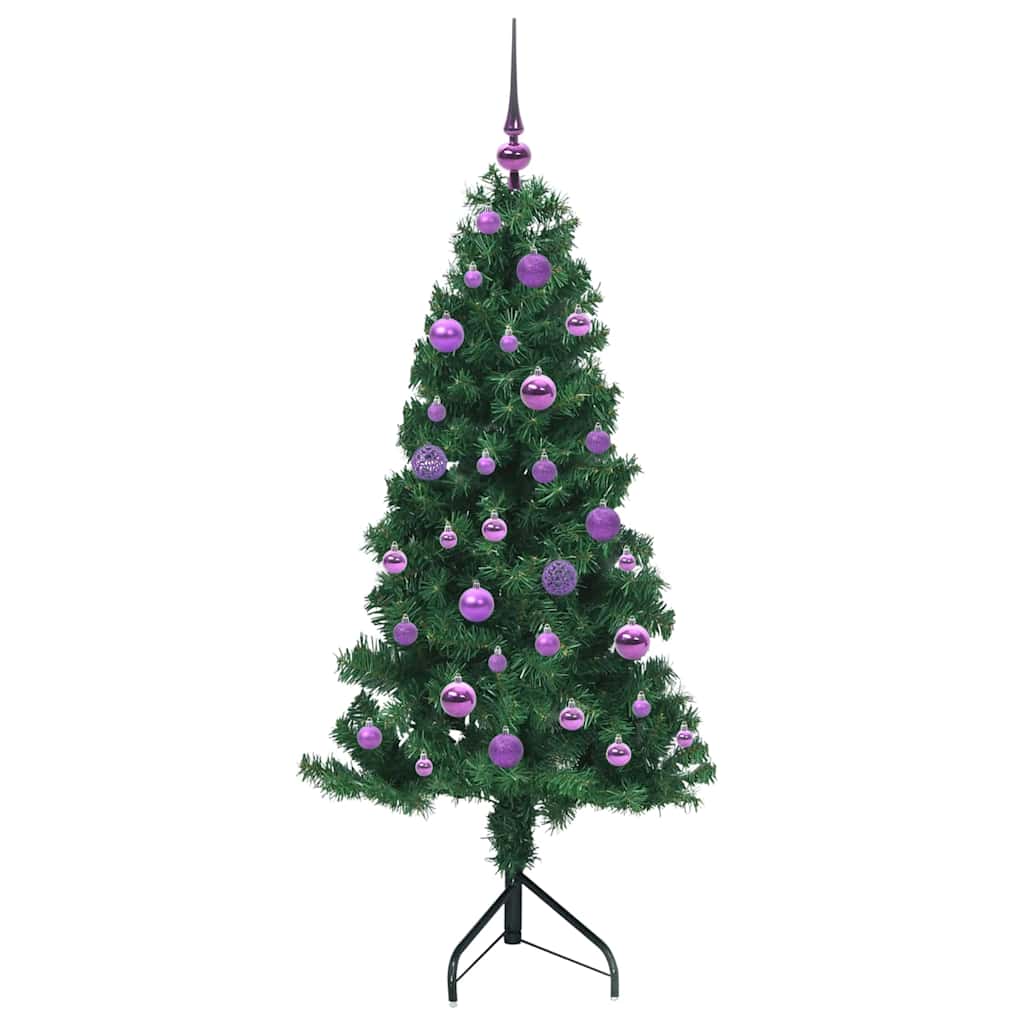 Hoek Kunstkerstboom met 150 LED Groen 150 cm PVC en Metaal
