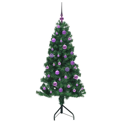 Hoek Kunstkerstboom met 150 LED Groen 150 cm PVC en Metaal