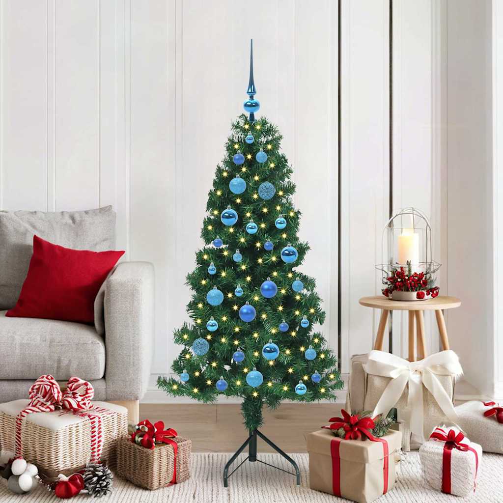 Hoek Kunstkerstboom met 150 LED Groen 150 cm PVC en Metaal