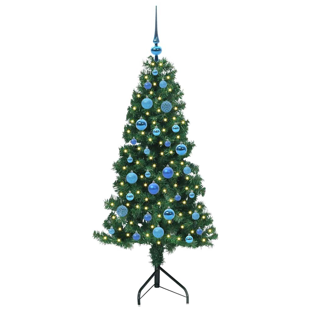 Hoek Kunstkerstboom met 150 LED Groen 150 cm PVC en Metaal