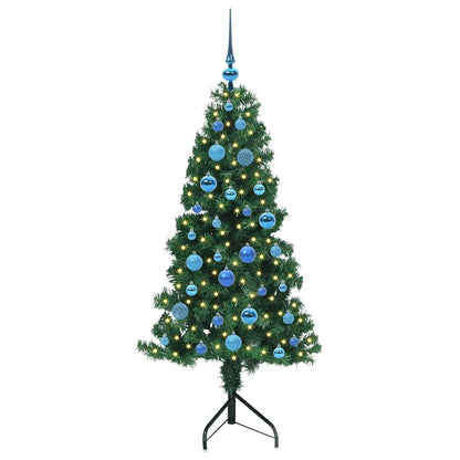 Hoek Kunstkerstboom met 150 LED Groen 150 cm PVC en Metaal