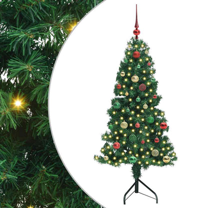 Hoek Kunstkerstboom met 150 LED Groen 150 cm PVC en Metaal
