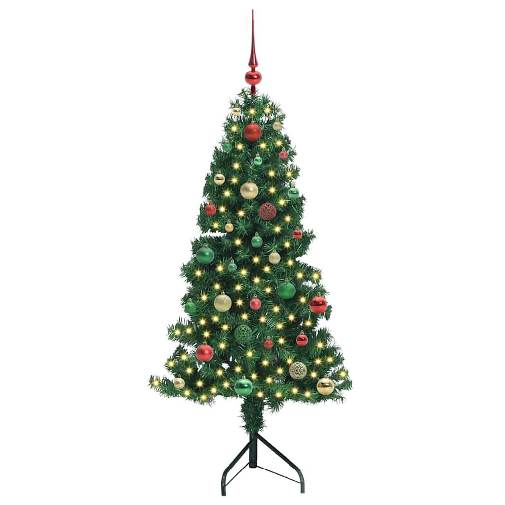Hoek Kunstkerstboom met 150 LED Groen 150 cm PVC en Metaal