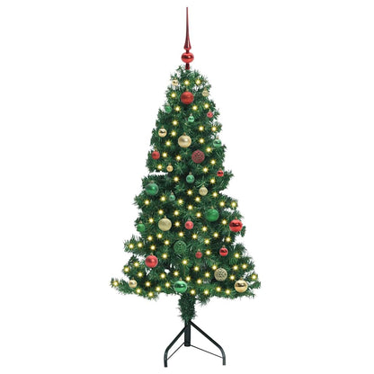 Hoek Kunstkerstboom met 150 LED Groen 150 cm PVC en Metaal
