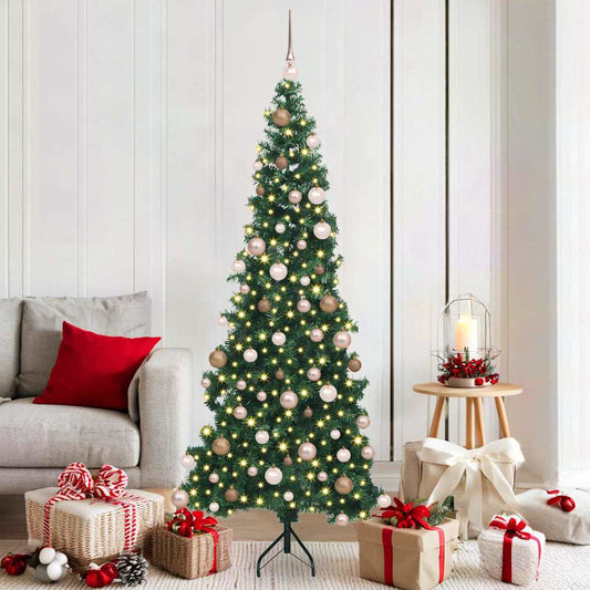 Hoek Kunstkerstboom met 300 LED Groen 180 cm PVC en Metaal