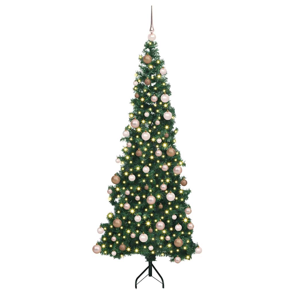 Hoek Kunstkerstboom met 300 LED Groen 180 cm PVC en Metaal