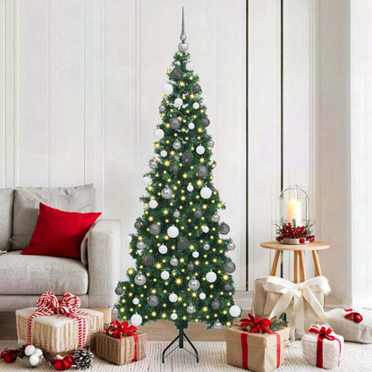 Hoek Kunstkerstboom met 300 LED Groen 180 cm PVC en Metaal