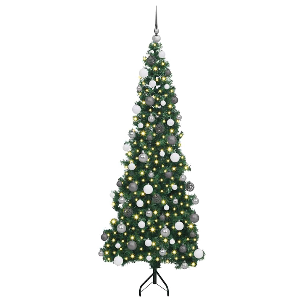 Hoek Kunstkerstboom met 300 LED Groen 180 cm PVC en Metaal
