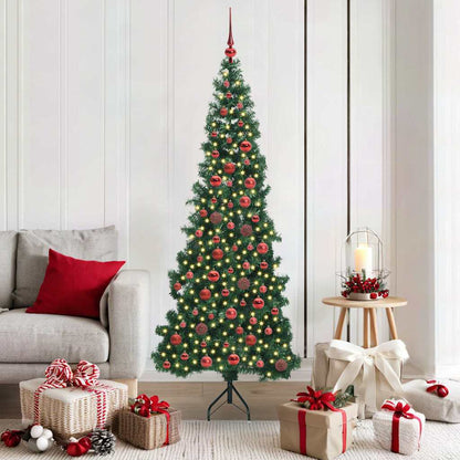 Hoek Kunstkerstboom met 300 LED Groen 180 cm PVC en Metaal