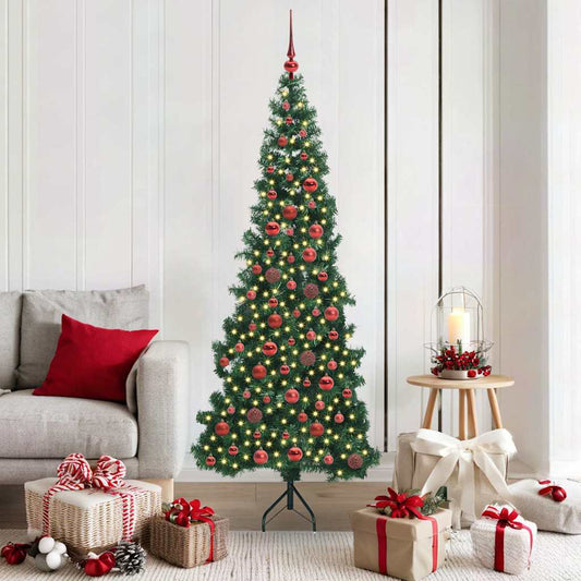 Hoek Kunstkerstboom met 300 LED Groen 180 cm PVC en Metaal