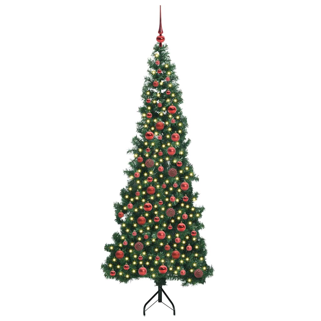 Hoek Kunstkerstboom met 300 LED Groen 180 cm PVC en Metaal