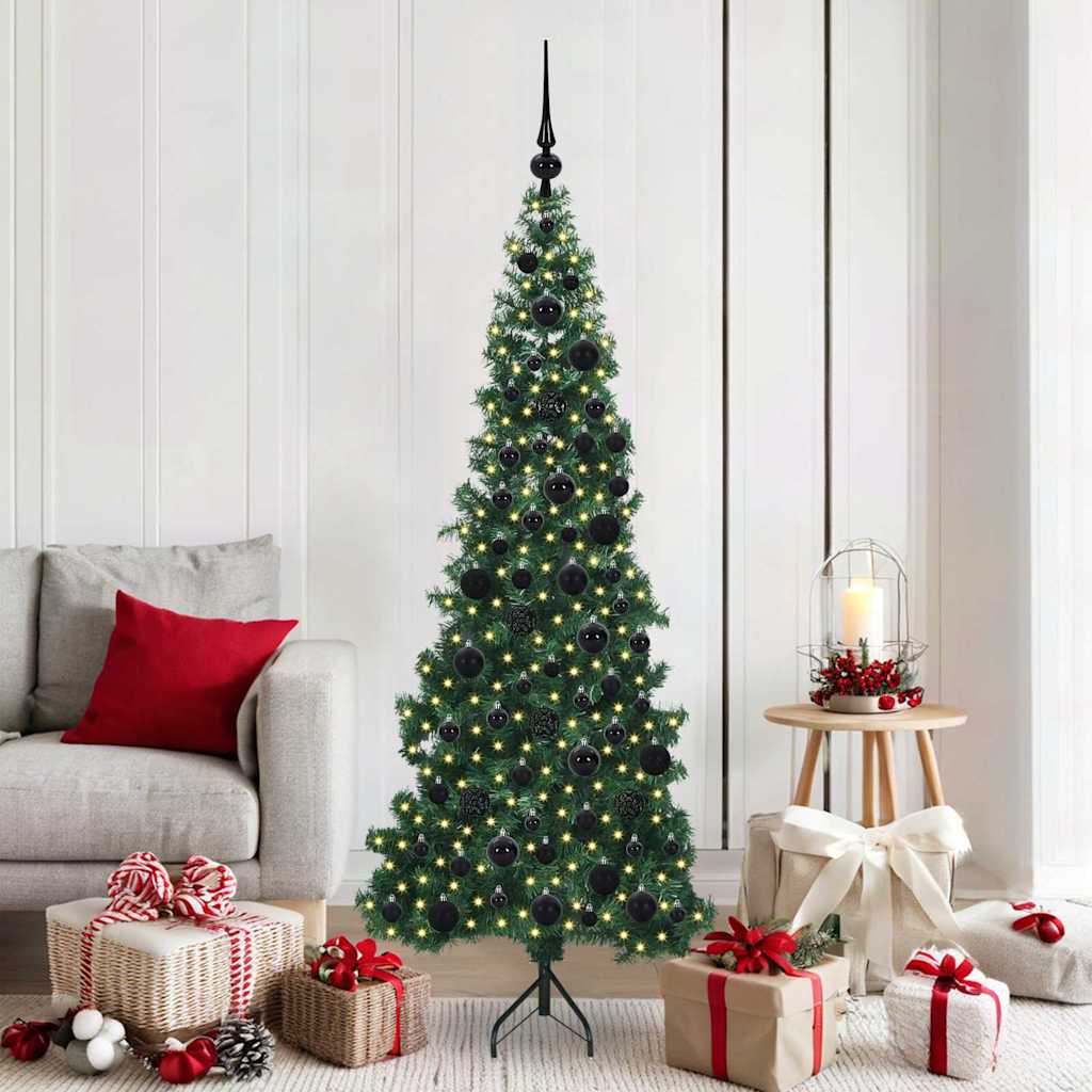 Hoek Kunstkerstboom met 300 LED Groen 180 cm PVC en Metaal
