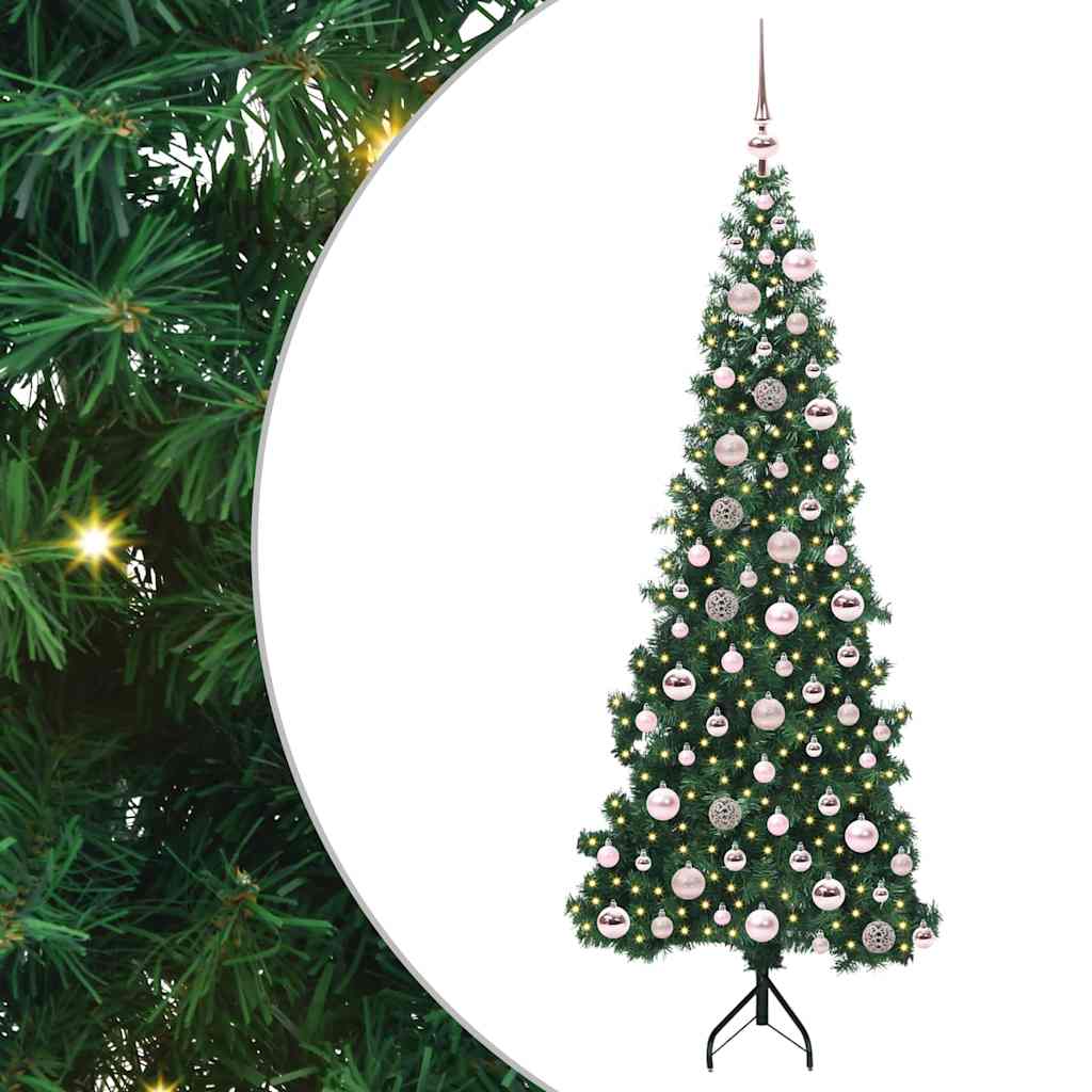 Hoek Kunstkerstboom met 300 LED Groen 180 cm PVC en Metaal