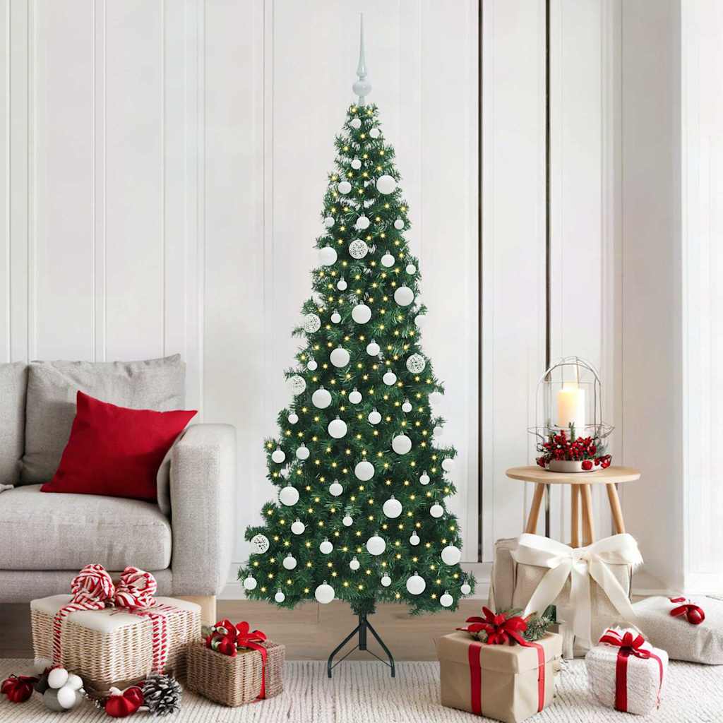 Hoek Kunstkerstboom met 300 LED Groen 180 cm PVC en Metaal