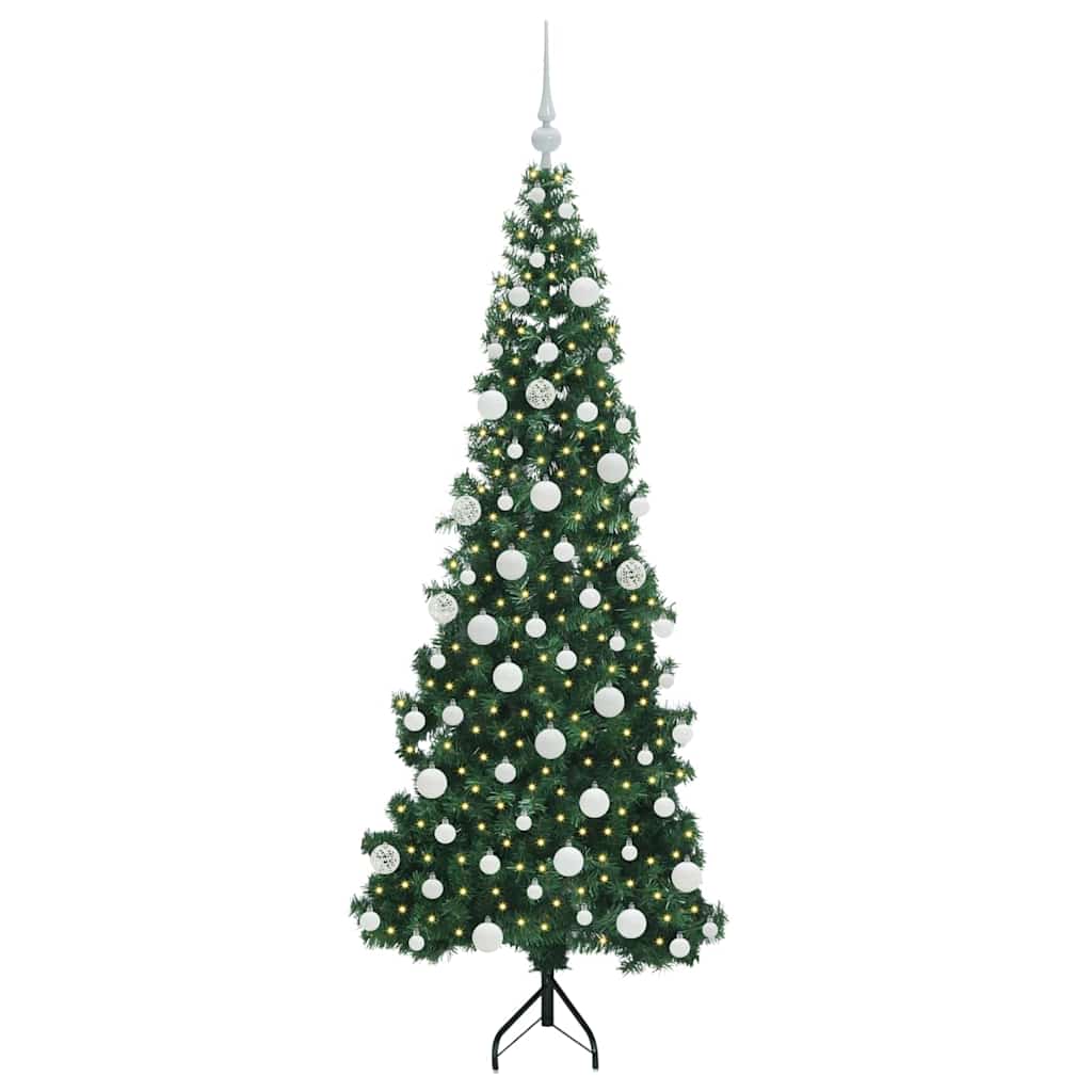 Hoek Kunstkerstboom met 300 LED Groen 180 cm PVC en Metaal