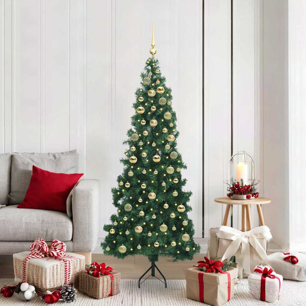 Hoek Kunstkerstboom met 300 LED Groen 180 cm PVC en Metaal