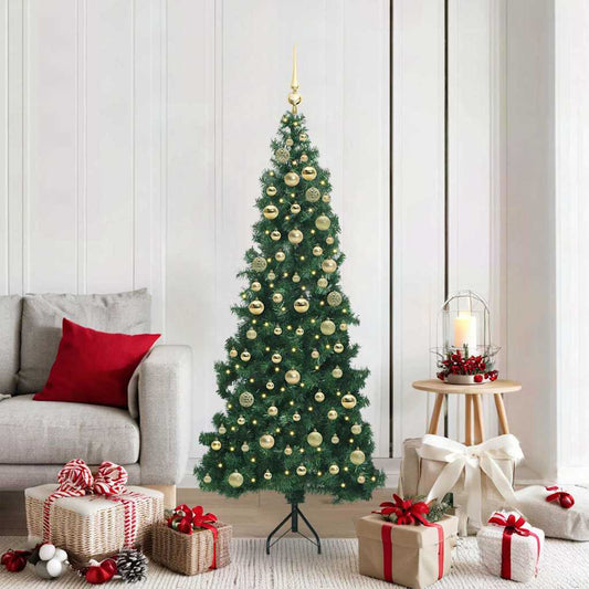 Hoek Kunstkerstboom met 300 LED Groen 180 cm PVC en Metaal