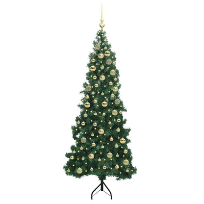 Hoek Kunstkerstboom met 300 LED Groen 180 cm PVC en Metaal