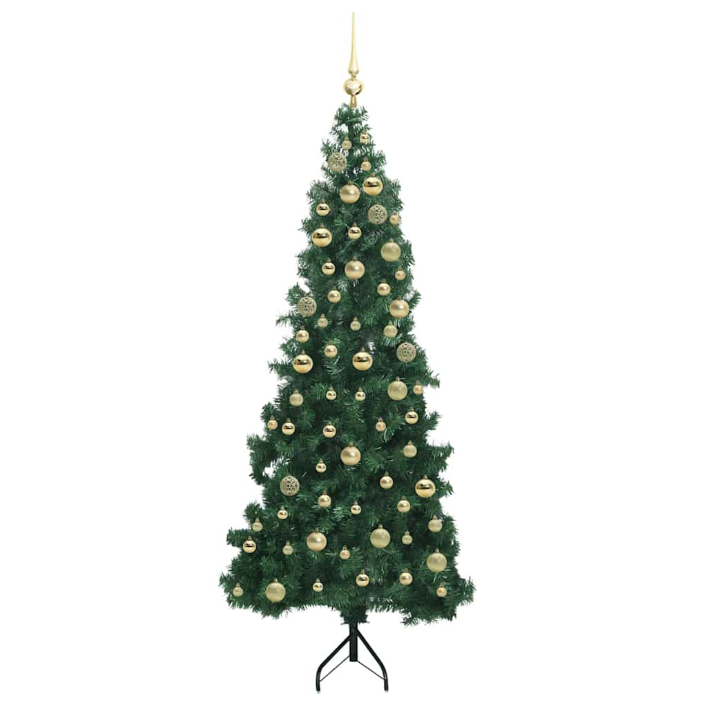 Hoek Kunstkerstboom met 300 LED Groen 180 cm PVC en Metaal