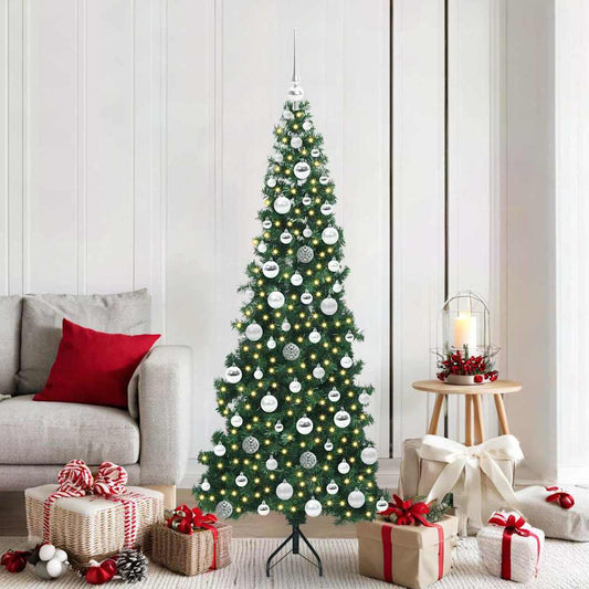 Hoek Kunstkerstboom met 300 LED Groen 180 cm PVC en Metaal