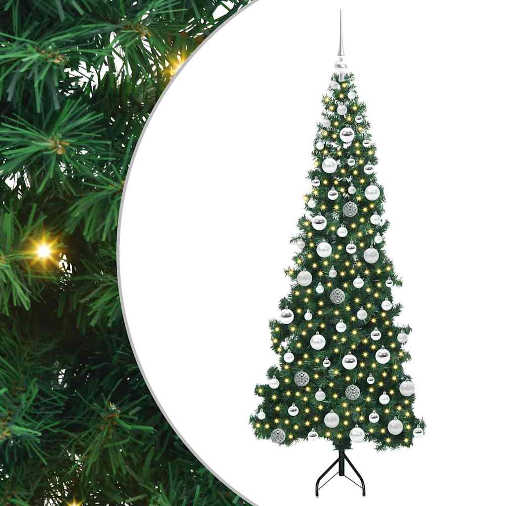 Hoek Kunstkerstboom met 300 LED Groen 180 cm PVC en Metaal