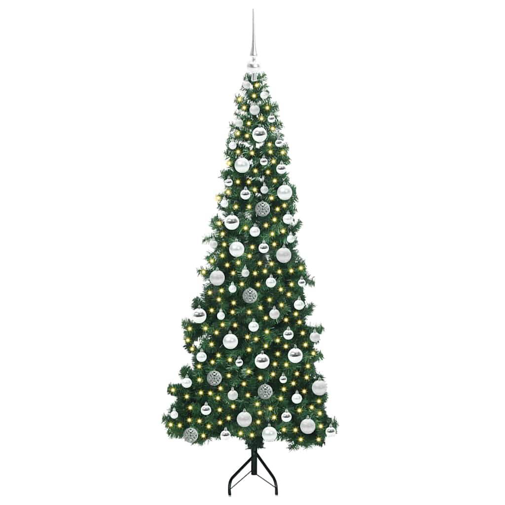 Hoek Kunstkerstboom met 300 LED Groen 180 cm PVC en Metaal