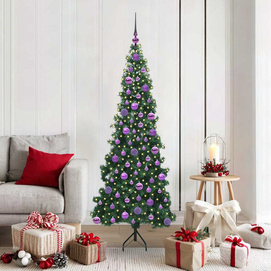Hoek Kunstkerstboom met 300 LED Groen 180 cm PVC en Metaal