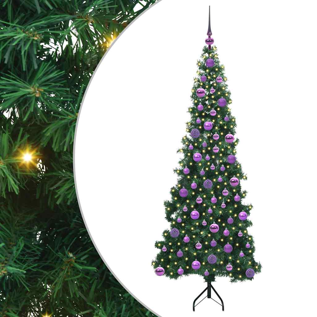 Hoek Kunstkerstboom met 300 LED Groen 180 cm PVC en Metaal