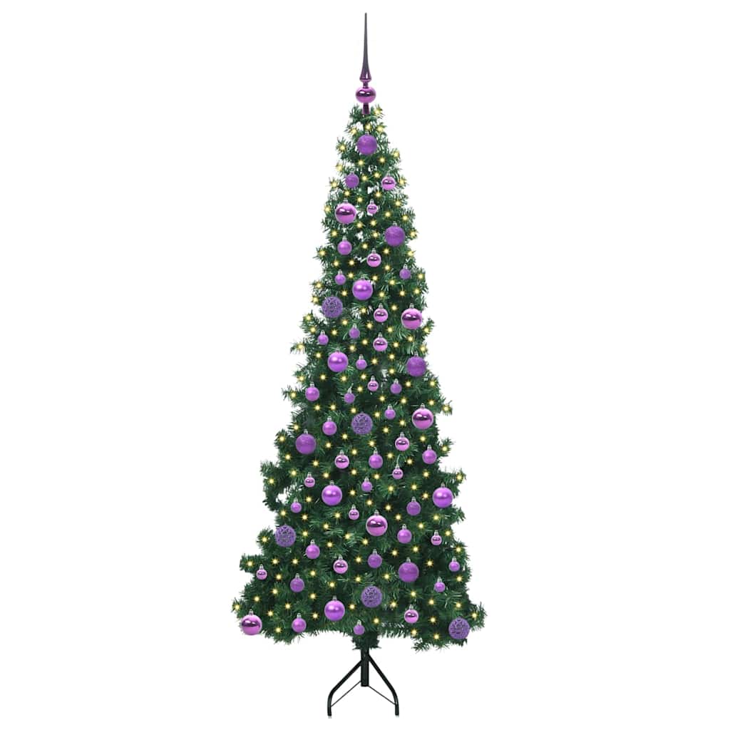 Hoek Kunstkerstboom met 300 LED Groen 180 cm PVC en Metaal