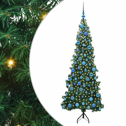 Hoek Kunstkerstboom met 300 LED Groen 180 cm PVC en Metaal