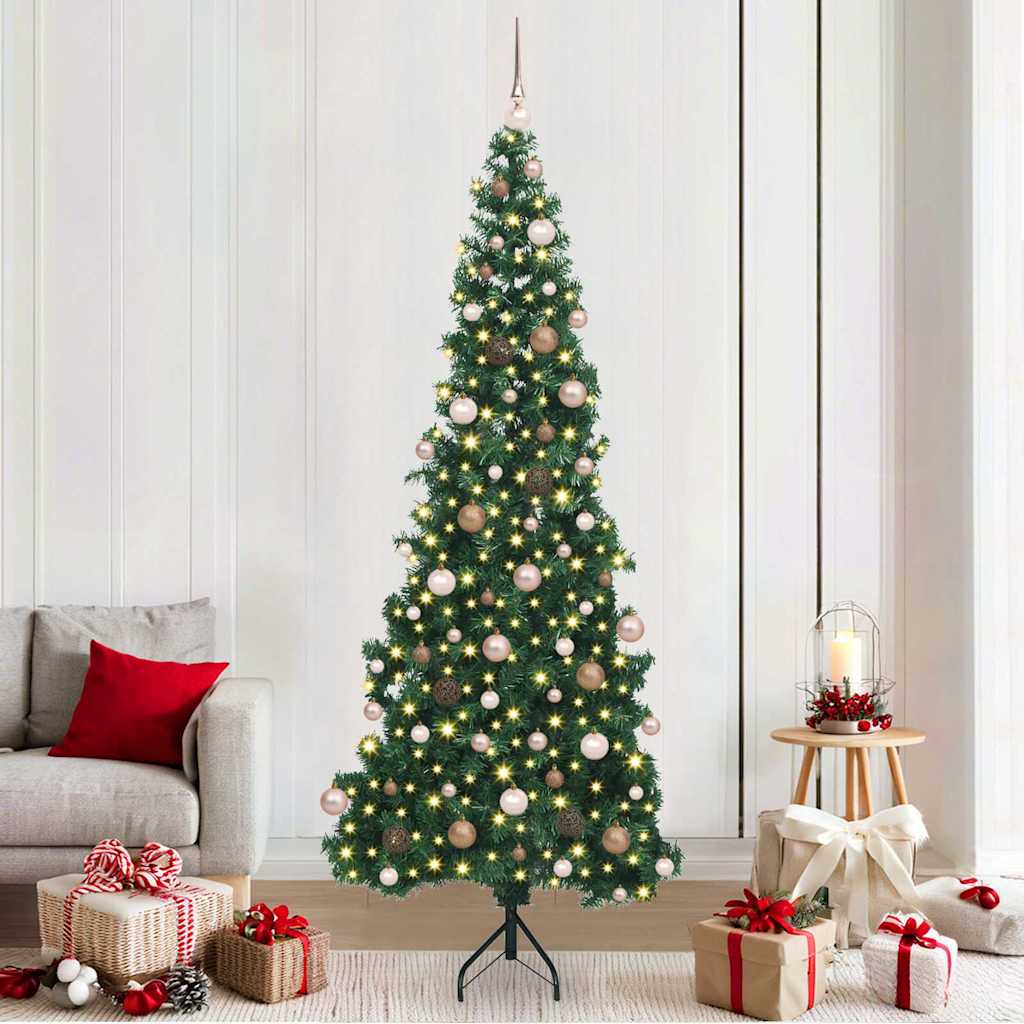 Hoek Kunstkerstboom met 300 LED Groen 210 cm PVC en Metaal
