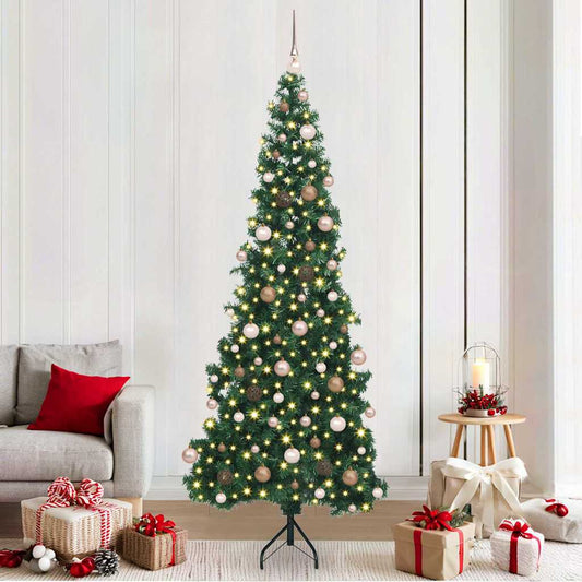 Hoek Kunstkerstboom met 300 LED Groen 210 cm PVC en Metaal