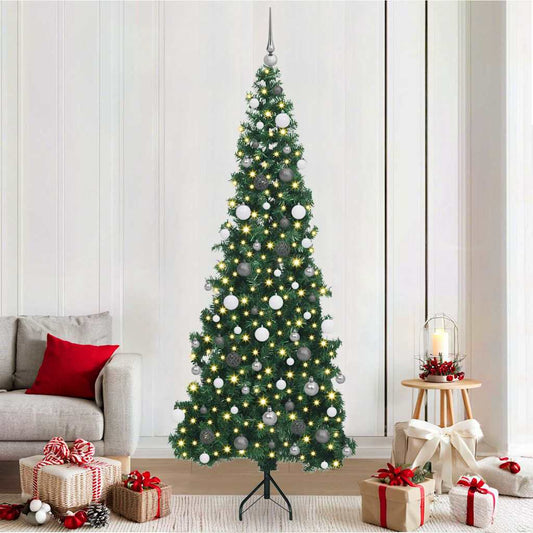 Hoek Kunstkerstboom met 300 LED Groen 210 cm PVC en Metaal