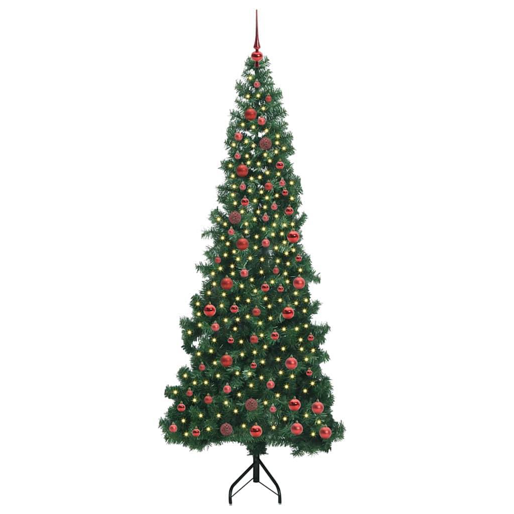 Hoek Kunstkerstboom met 300 LED Groen 210 cm PVC en Metaal