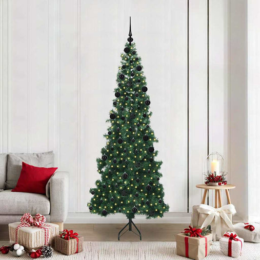 Hoek Kunstkerstboom met 300 LED Groen 210 cm PVC en Metaal