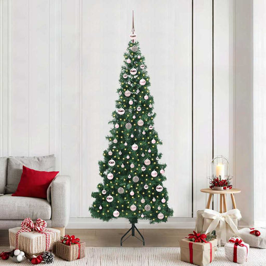 Hoek Kunstkerstboom met 300 LED Groen 210 cm PVC en Metaal