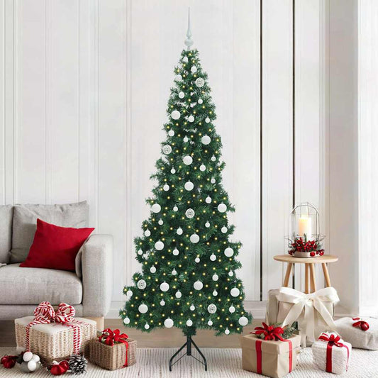 Hoek Kunstkerstboom met 300 LED Groen 210 cm PVC en Metaal