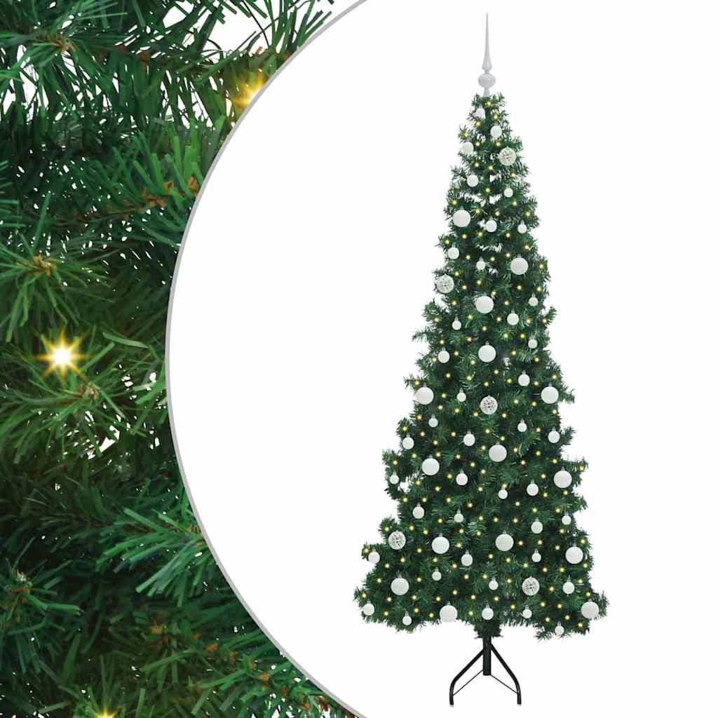 Hoek Kunstkerstboom met 300 LED Groen 210 cm PVC en Metaal