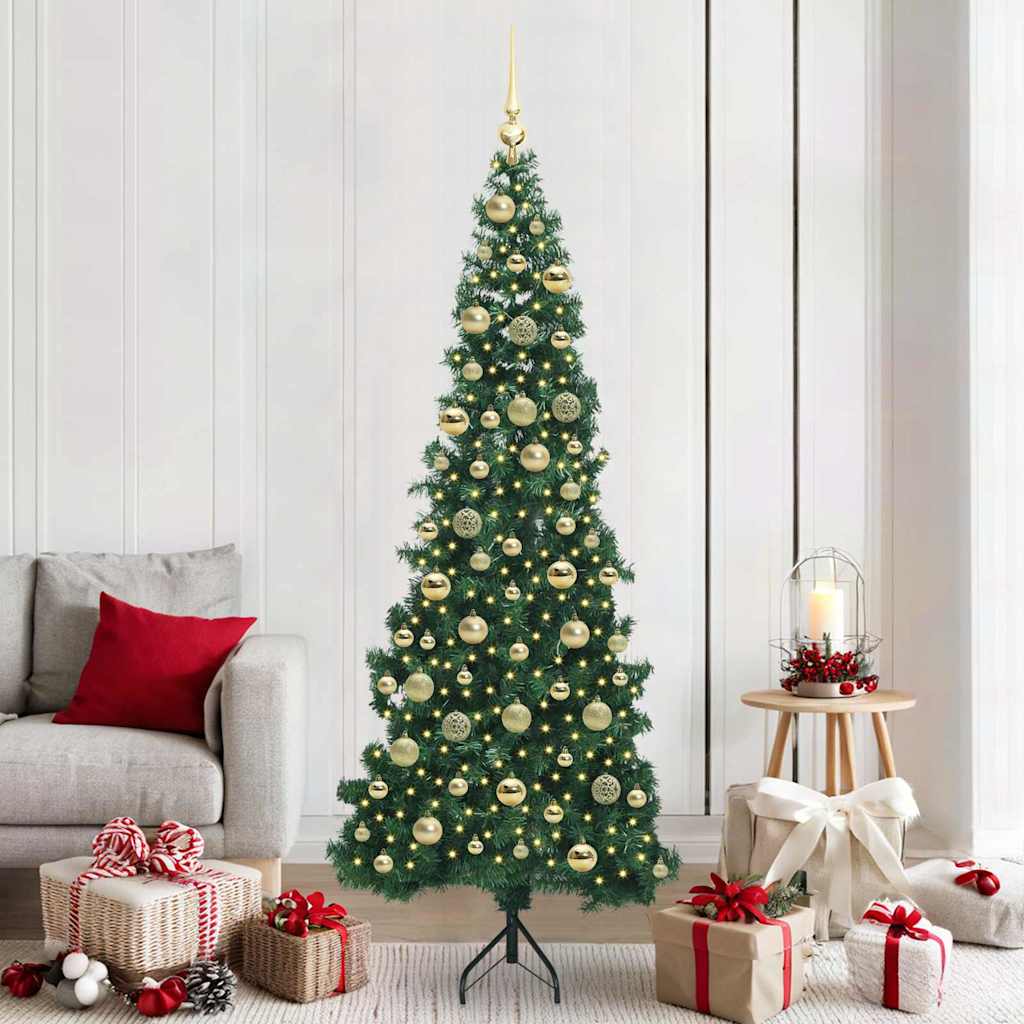 Hoek Kunstkerstboom met 300 LED Groen 210 cm PVC en Metaal