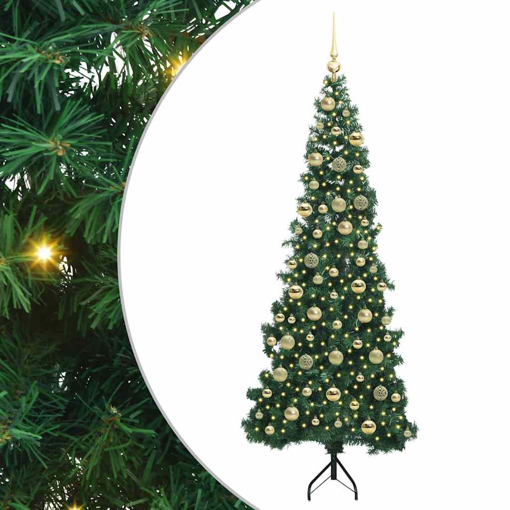 Hoek Kunstkerstboom met 300 LED Groen 210 cm PVC en Metaal