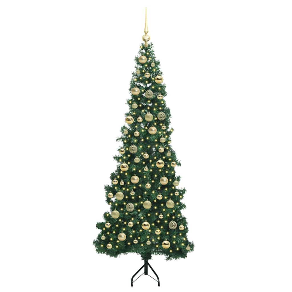 Hoek Kunstkerstboom met 300 LED Groen 210 cm PVC en Metaal