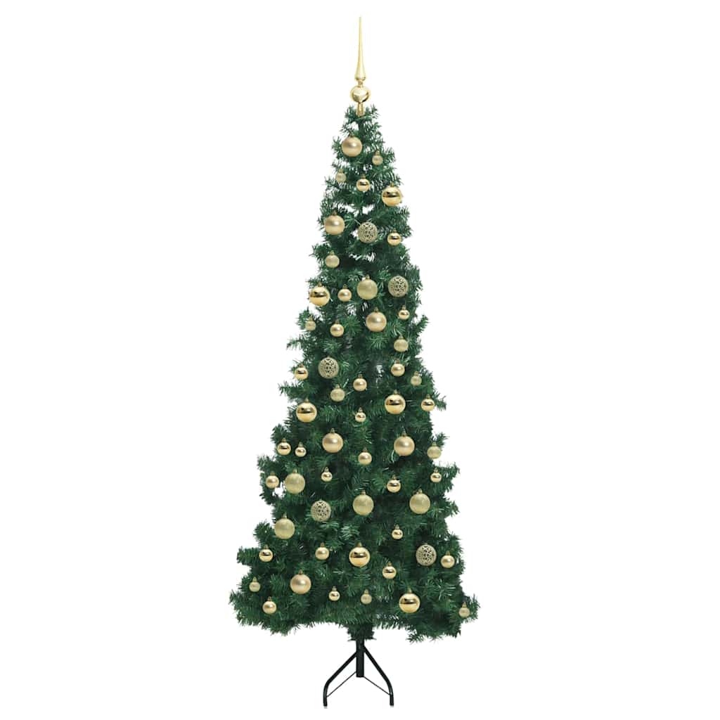 Hoek Kunstkerstboom met 300 LED Groen 210 cm PVC en Metaal