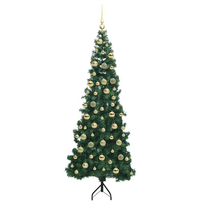 Hoek Kunstkerstboom met 300 LED Groen 210 cm PVC en Metaal