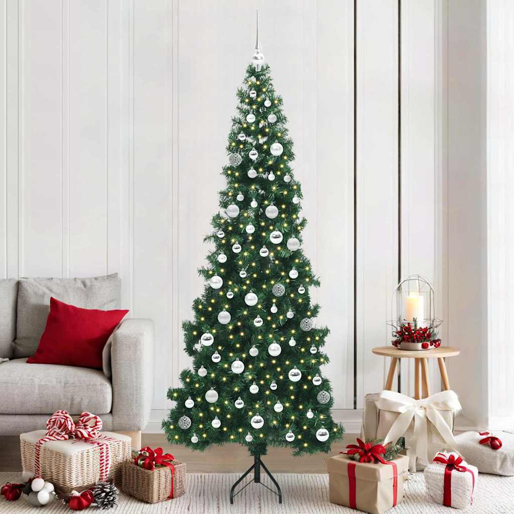 Hoek Kunstkerstboom met 300 LED Groen 210 cm PVC en Metaal