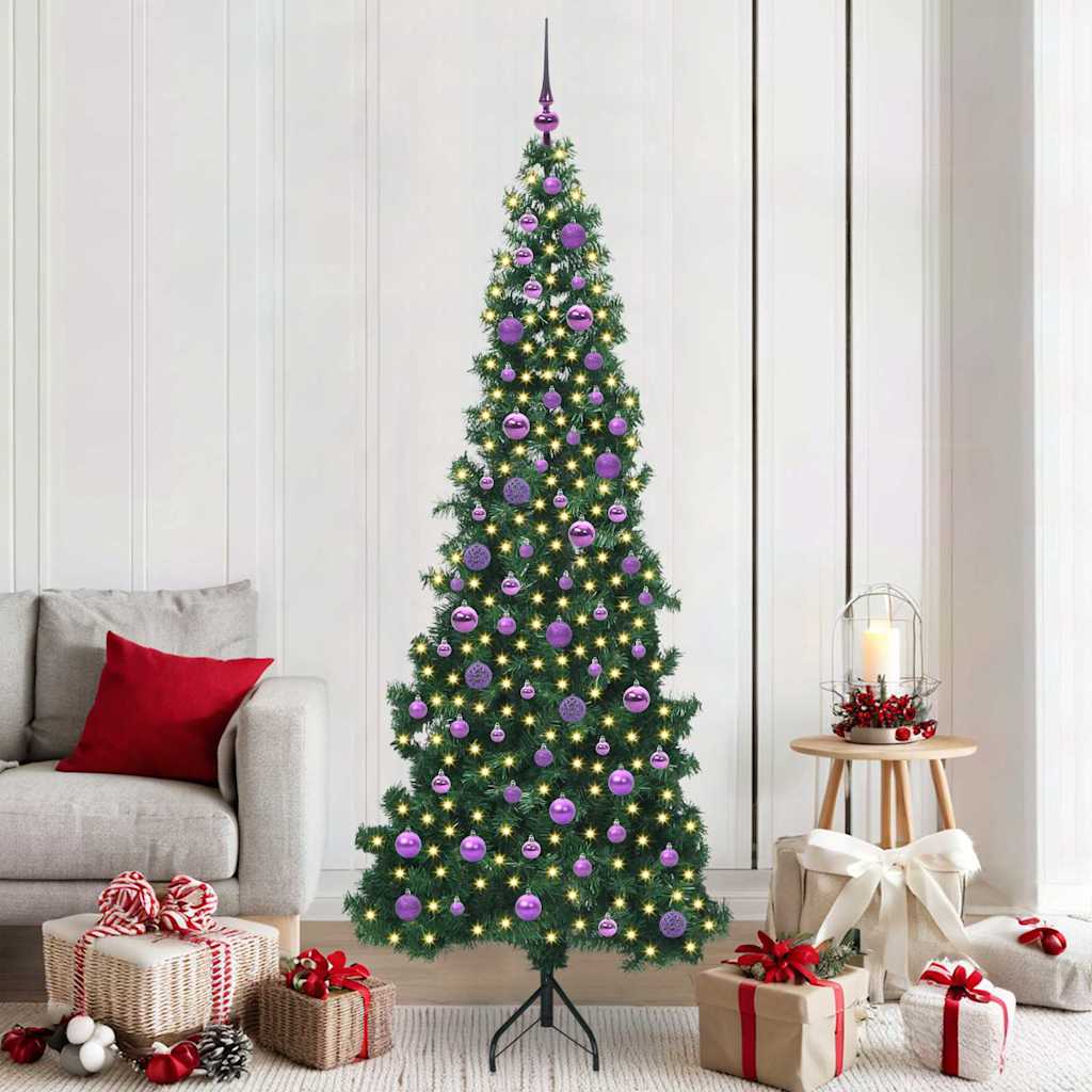 Hoek Kunstkerstboom met 300 LED Groen 210 cm PVC en Metaal