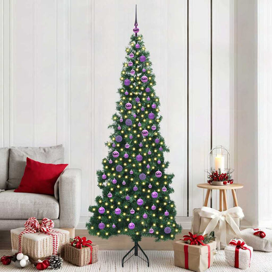 Hoek Kunstkerstboom met 300 LED Groen 210 cm PVC en Metaal