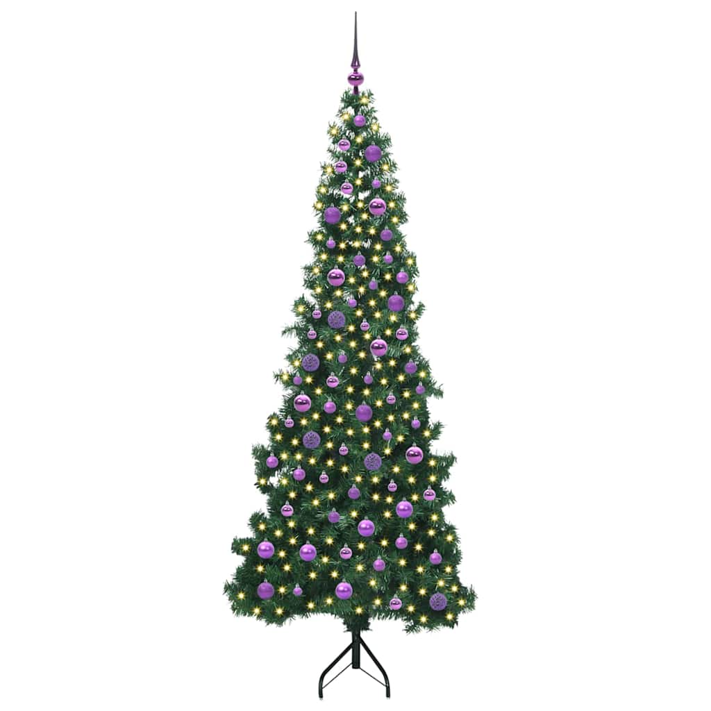Hoek Kunstkerstboom met 300 LED Groen 210 cm PVC en Metaal