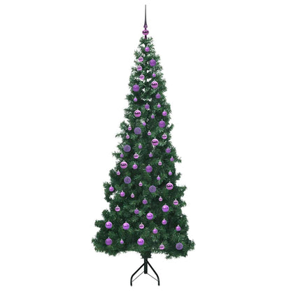 Hoek Kunstkerstboom met 300 LED Groen 210 cm PVC en Metaal