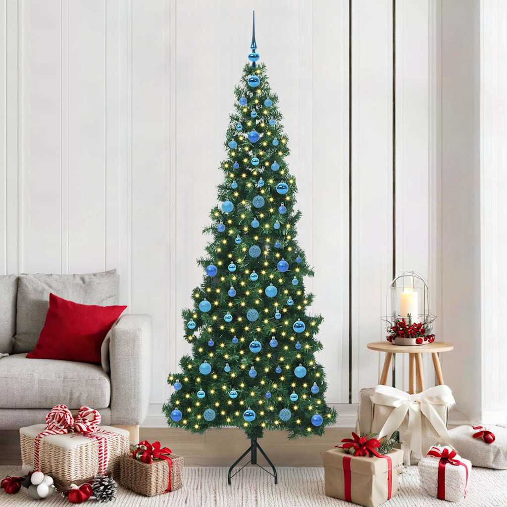 Hoek Kunstkerstboom met 300 LED Groen 210 cm PVC en Metaal